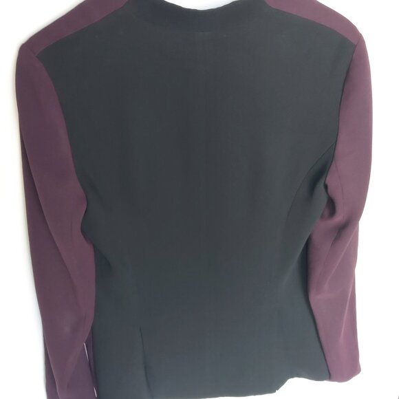 Diane vonFurstenberg Burgundy and Black Drape Blazer, Size 4 - Picture 2 of 5